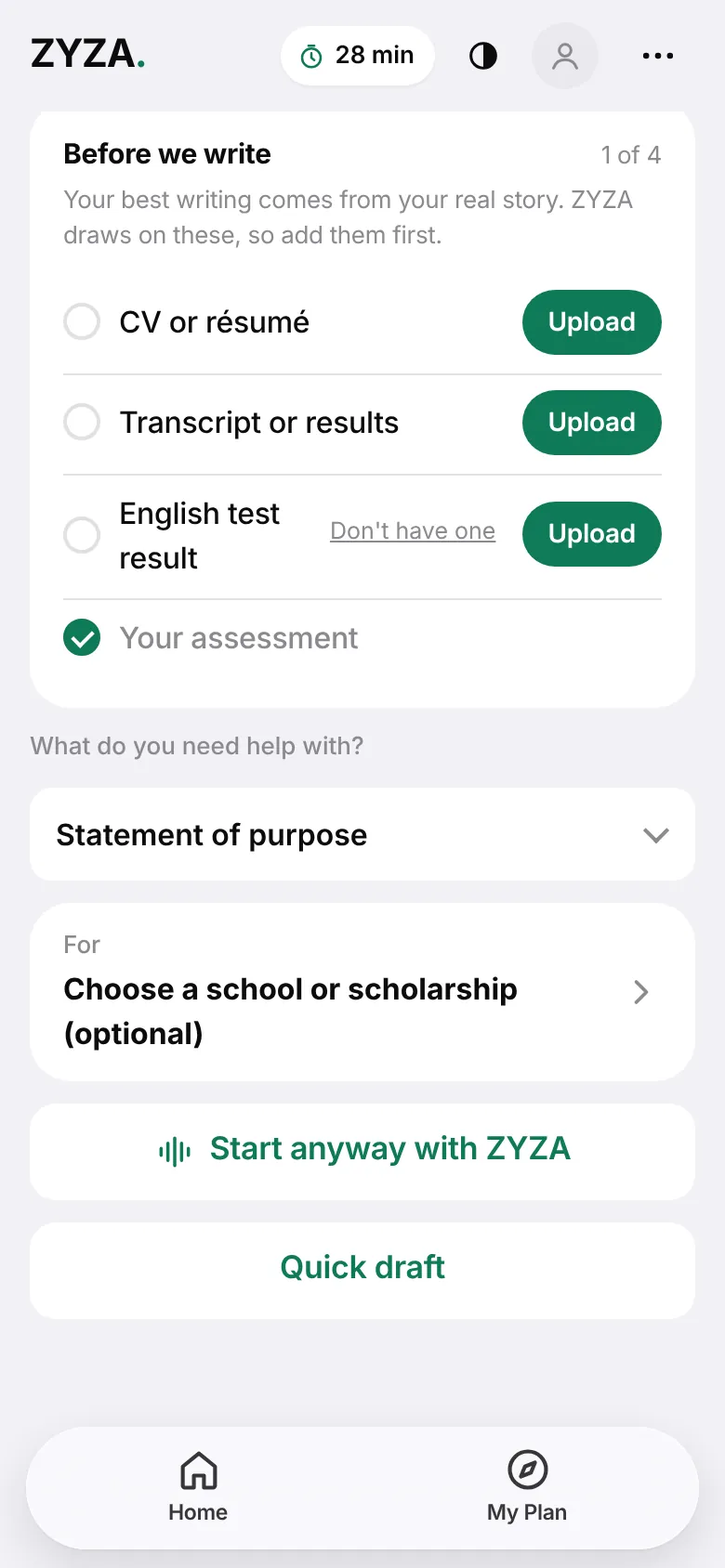 Writing help for a statement of purpose